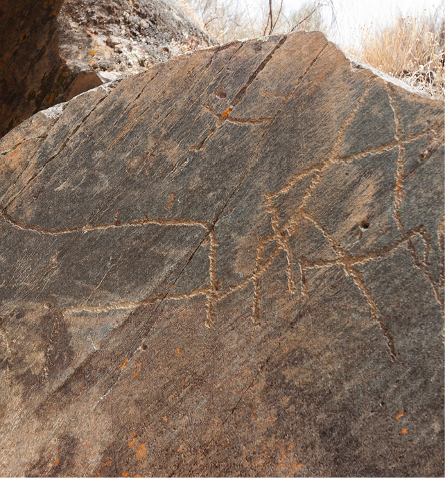 old carvings on a rock