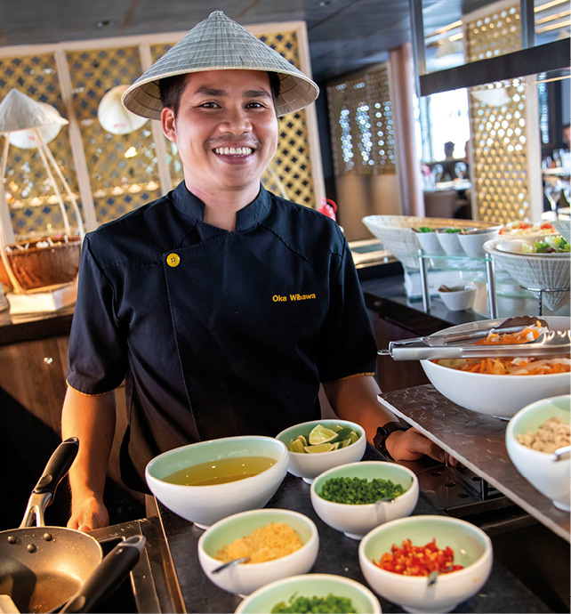 Delicious locally inspired Asian food on board a luxury Southeast Asia river ship