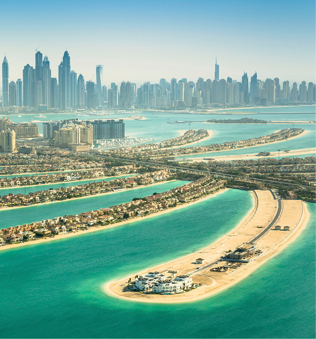 Aerial shot of the Palm, Dubai, United Arab Emirates